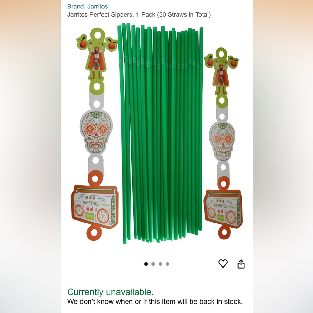 Jarritos Orange and Green Plastic Straws - two packages!
